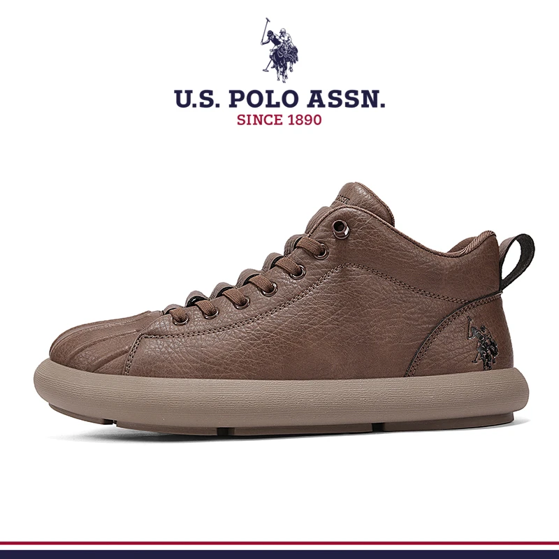 U.S. POLO ASSN.男鞋秋冬新款一脚蹬开车鞋子复古中帮休闲马丁靴