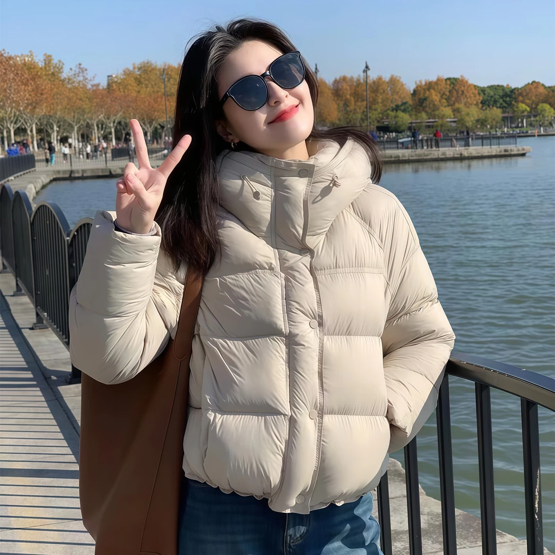 泡芙感白鸭绒短款羽绒服女秋冬季新款小个子显瘦韩版加厚保暖外套