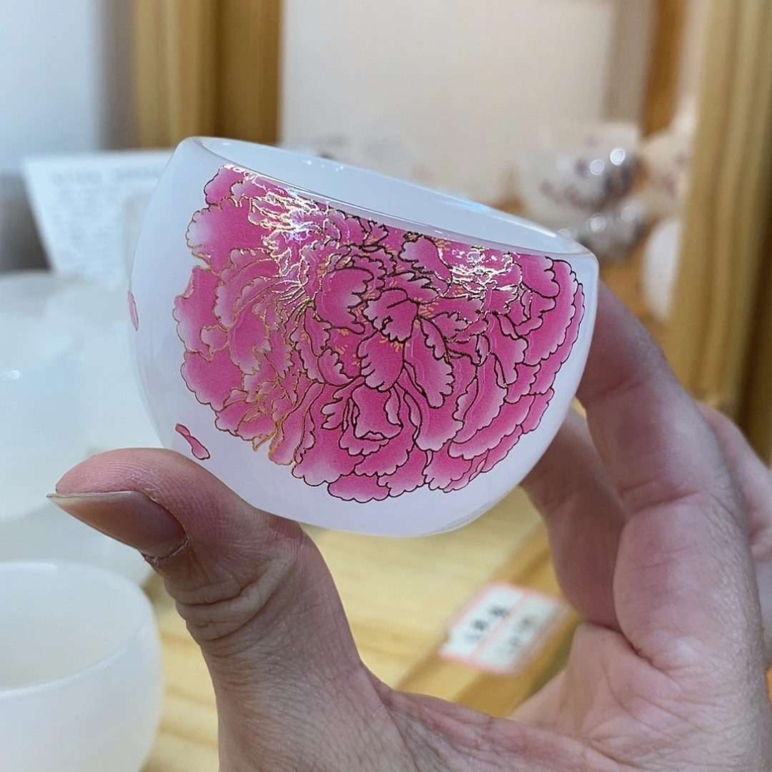 琉璃手工艺品牡丹客杯