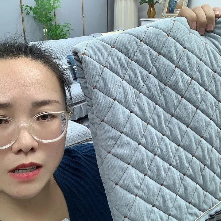 张***9雪尼尔月光灰90+160+210+240+2扶手+2蓝色抱枕套45×45