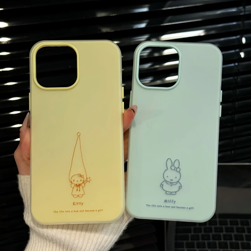 线条米菲兔适用苹果16pro创意iPhone15果冻手机壳可爱防摔华为p60