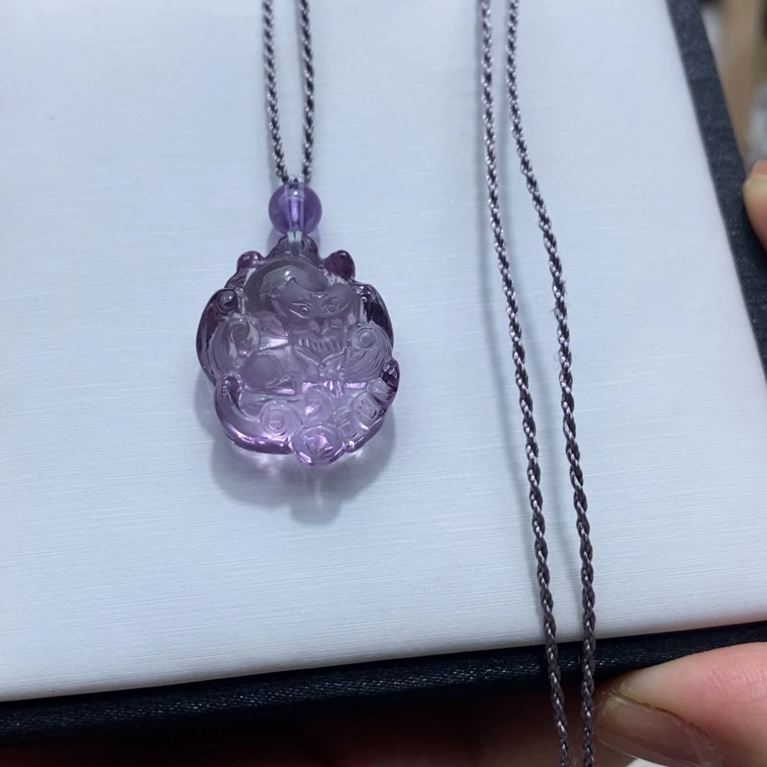 未镶嵌紫晶吊坠(赠链)紫水晶九尾狐吊坠