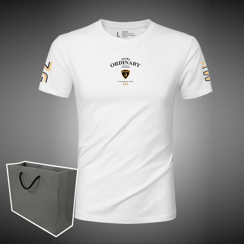 路约威格男士潮流短袖t恤夏季圆领时尚高端休闲舒适百搭莫代尔T恤