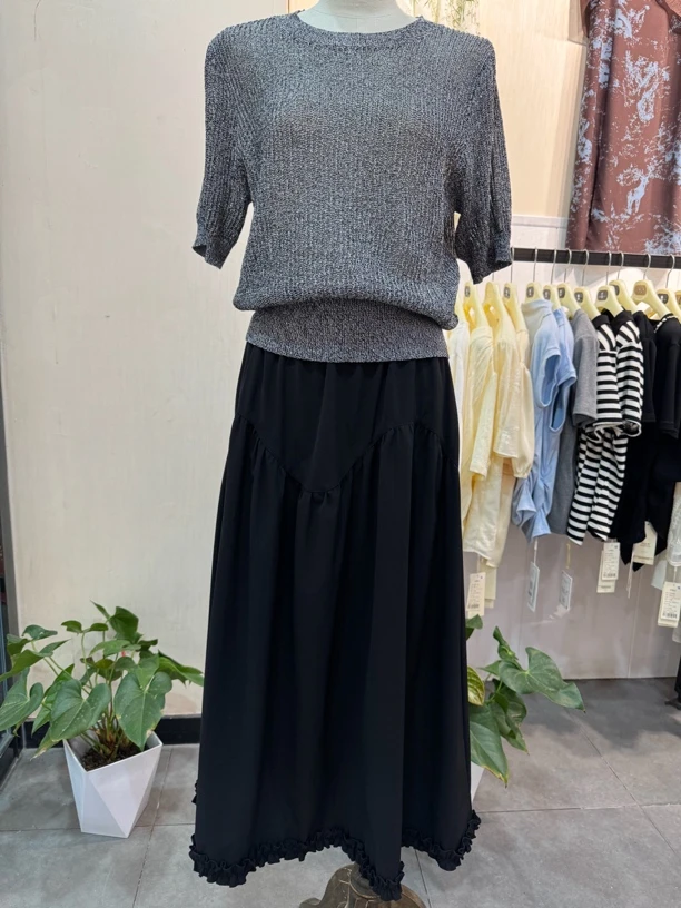 专柜正品2025夏新镂空减龄半身裙两件套连衣裙休闲显瘦黑色百搭