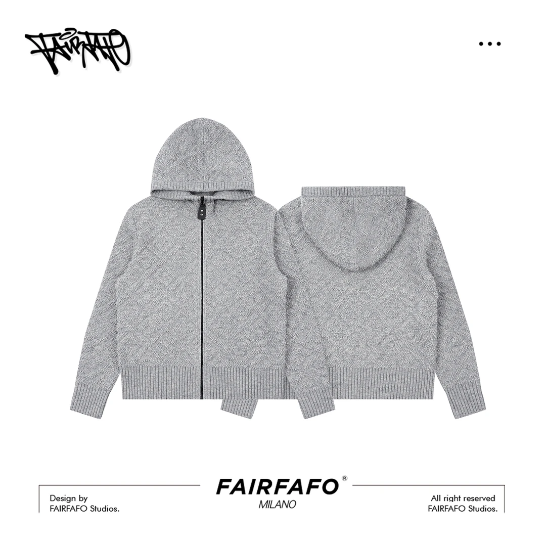 FAIRFAFO林肉肉【菱格纹字母连帽外套】绵羊毛HY5WA0383舒适修身款