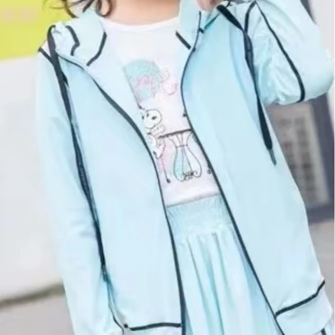 大庆仓 轻瑕儿童黑条防晒衣 （90-130cm可穿）