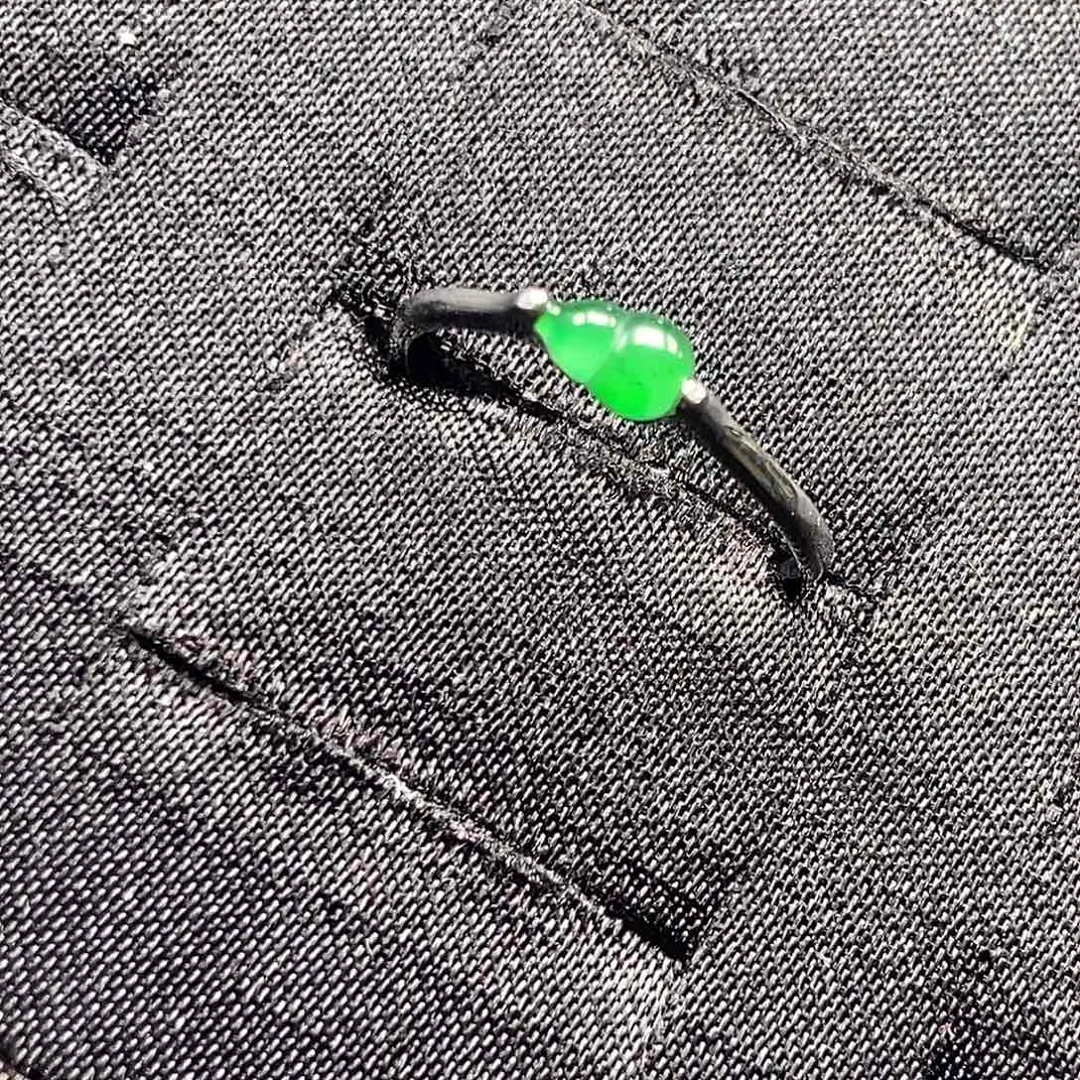 翡翠银S925镀金镶嵌戒指