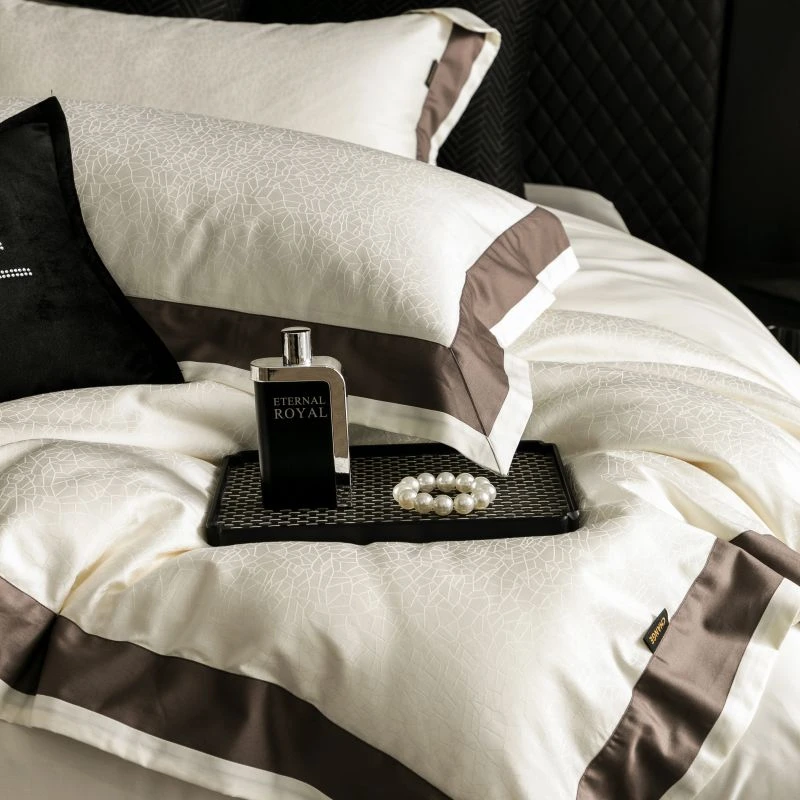 高级感进口100S长绒棉床上四件套全棉纯棉被套大提花轻奢床单床品