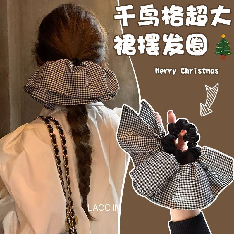 裙摆新款千鸟大肠发圈气质简约马尾头饰2025时尚头绳发饰发绳韩系