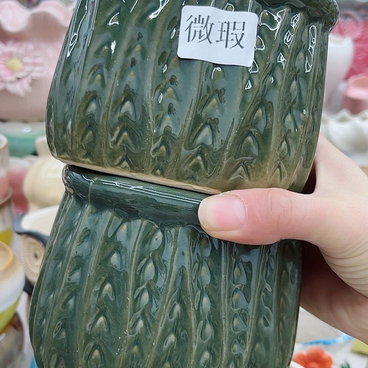多肉绿植陶瓷花盆9.9包邮，有孔