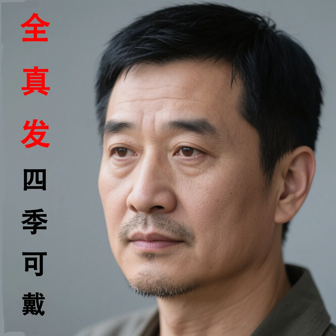 假发短发中老年全真真人爸爸帅气自然白发男士发丝光头透气头套