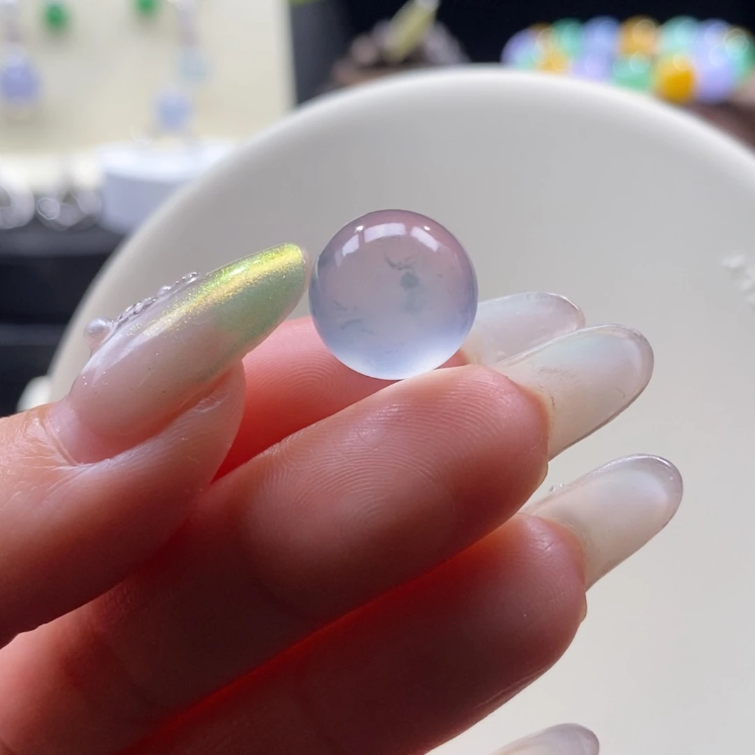 翡翠未镶嵌颈饰翡翠蓝钢飘色珠13.1mm