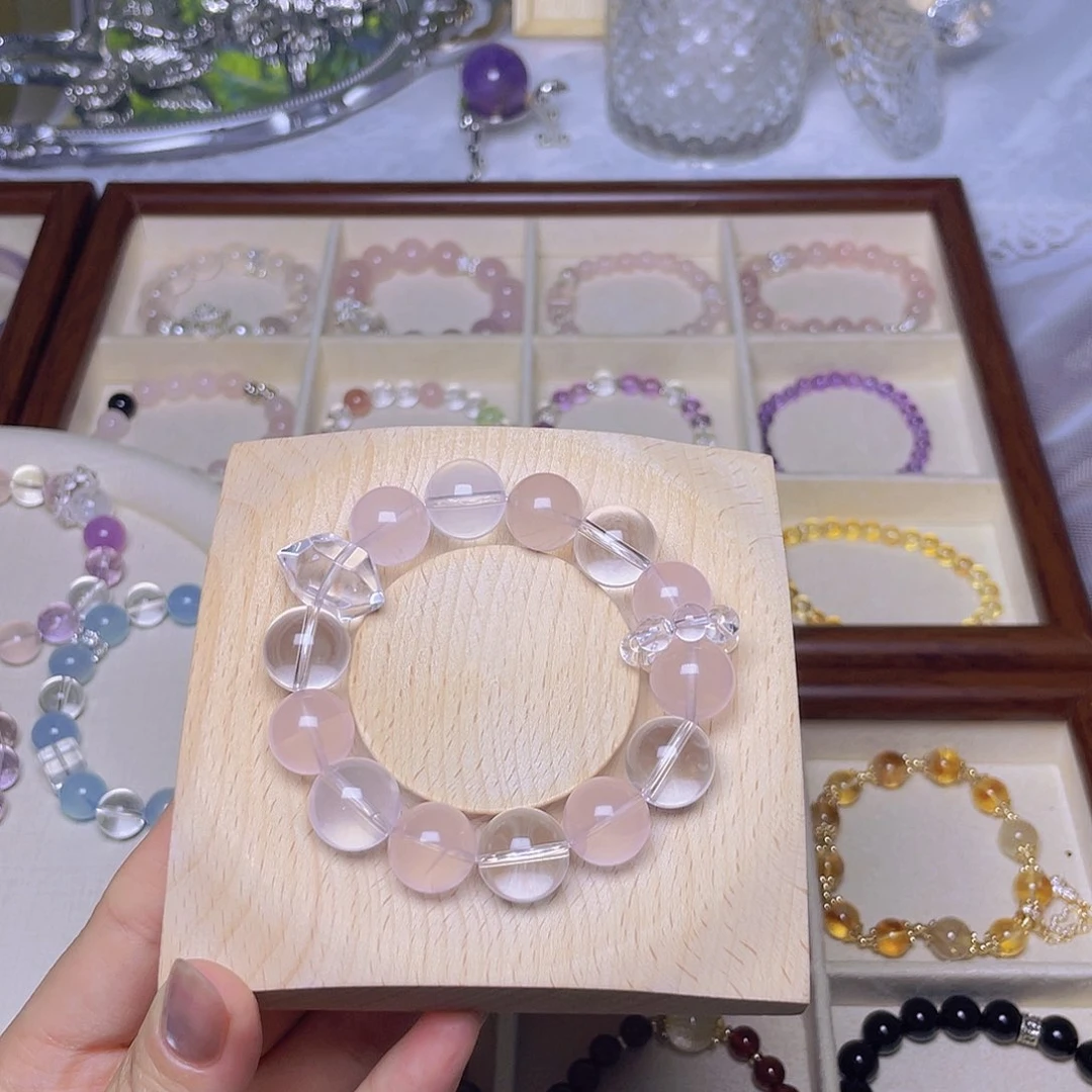 水晶手链合金蜜桃乌龙粉水白水