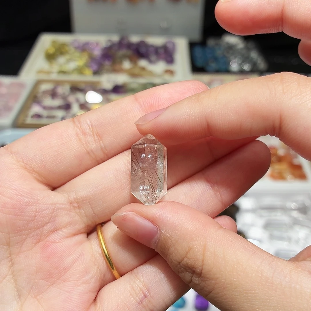 未镶嵌吊坠(不含链)水晶黑金超七 随形 打孔定制不退换