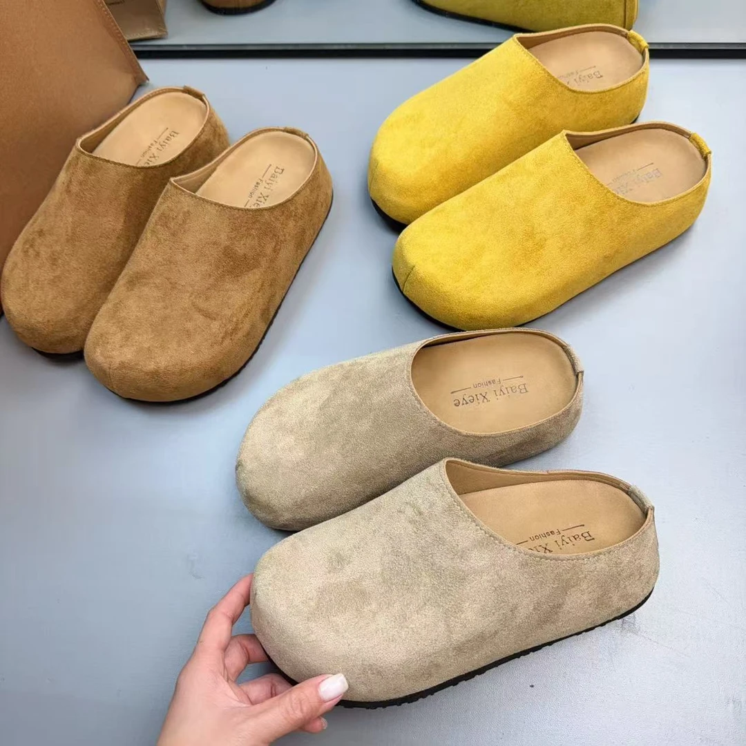 韩版增高5厘米小个子半拖防滑厚底外穿包头拖卡皮巴拉套脚勃肯鞋