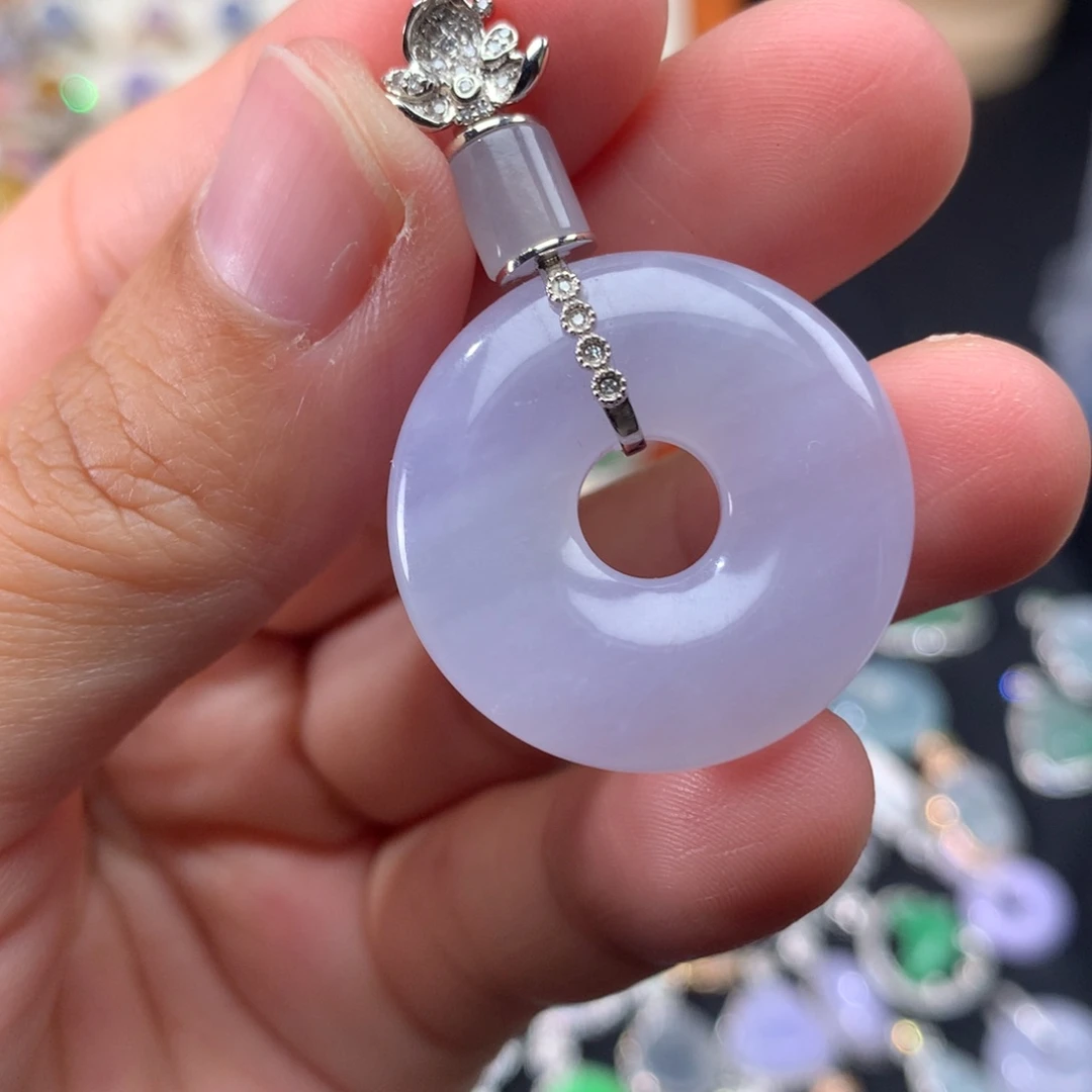 吊坠(不含链)18K金镶嵌翡翠