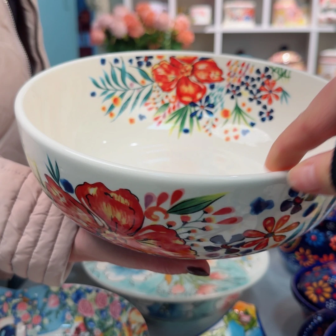 瓷9.3英寸繁花小汤盆一只