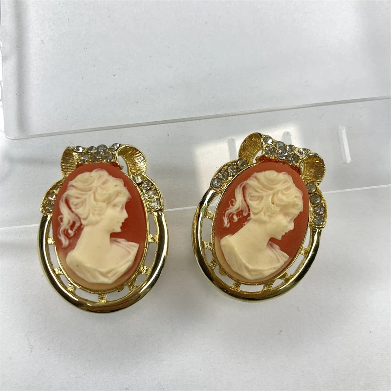 合金耳饰 人物浮雕卡梅奥耳环2-25【2061220-001】
