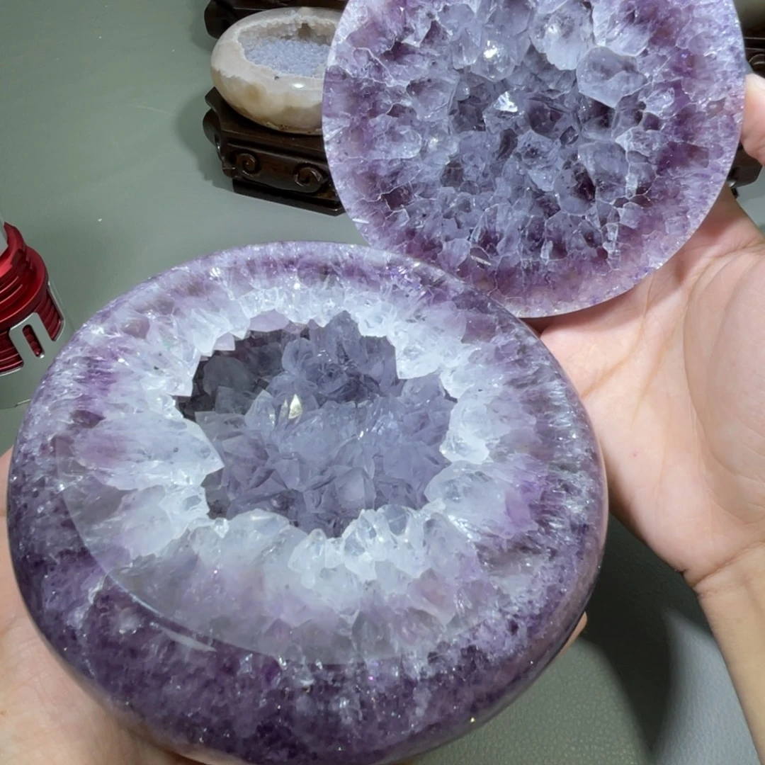 D***D水晶摆件未镶嵌聚宝盆带八角底座