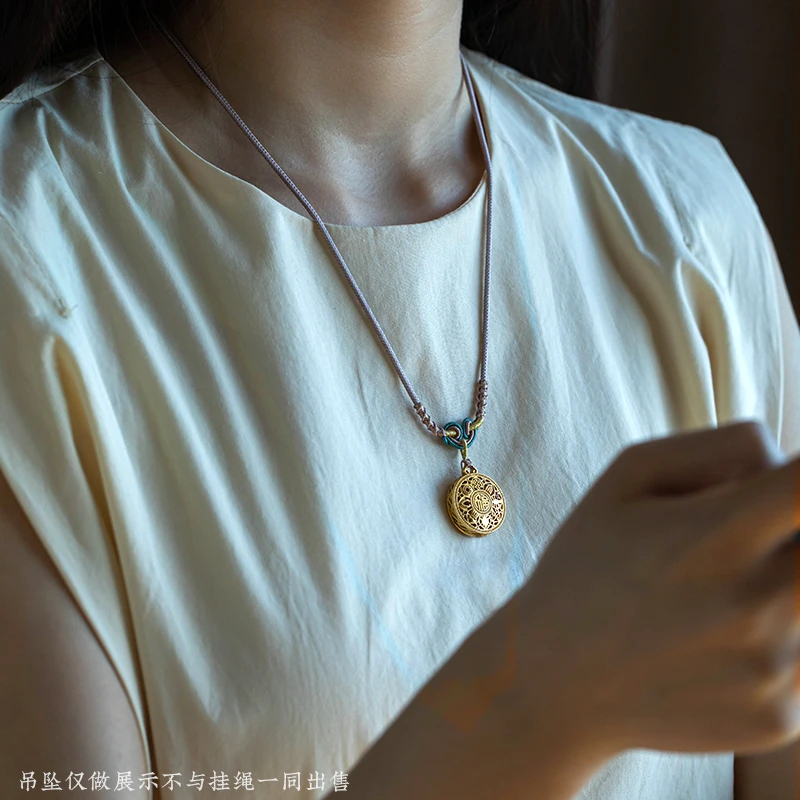 手工精编如意结项链挂绳八宝罗盘金无事牌手工八宝罗盘编织