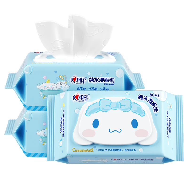 XCY080 心相印湿厕纸80片装私处清洁湿巾屁屁厕纸（大耳狗）3包装