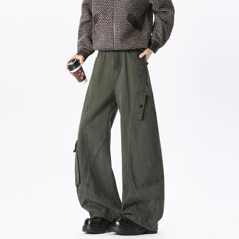 2025秋冬新款美式潮牌重磅工装裤子男女时尚百搭休闲裤情侣弯刀裤