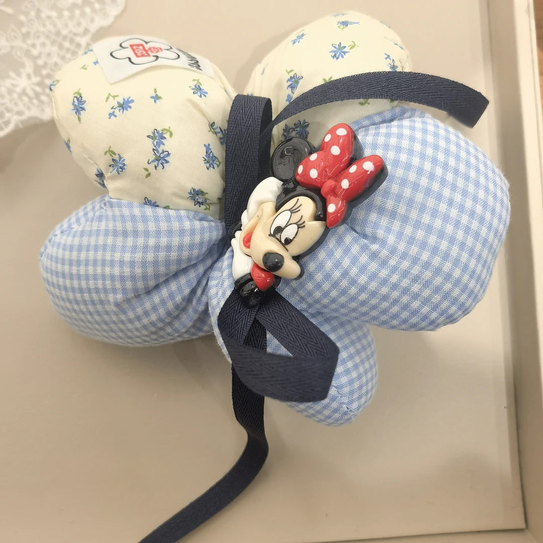 E478蓝色格子碎花米妮花朵肠圈