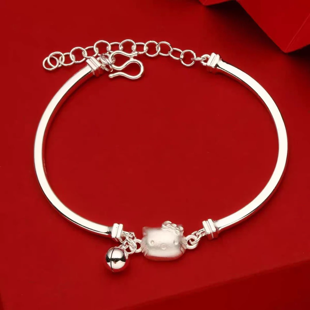 足银手链 【如意】999足银小猫hellokitty半镯时尚可爱设计感手链