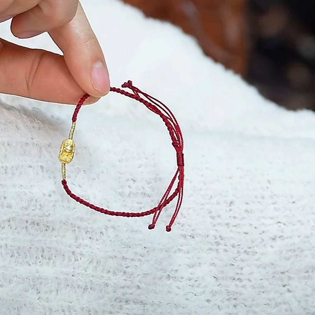 18k金小佛佛红绳