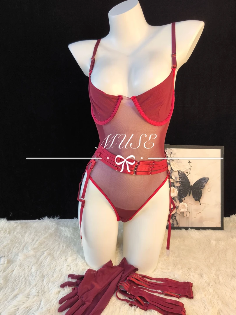 MUSE暮涩188款号欧美小胸聚拢显瘦束身衣套装9949  家居服