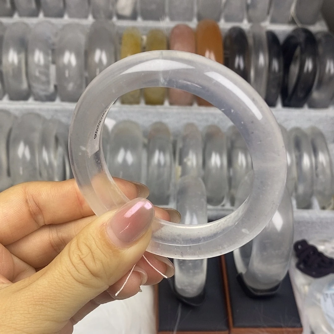 石英质玉未镶嵌手镯56胶润白冰1020