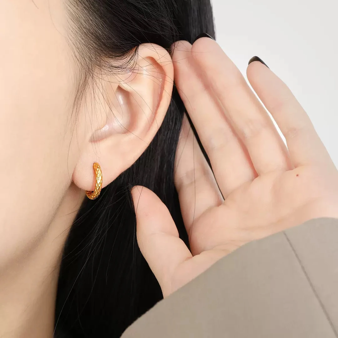 钛钢耳饰 压花锤纹肌理感耳扣 高级感冷淡风ins百搭耳环