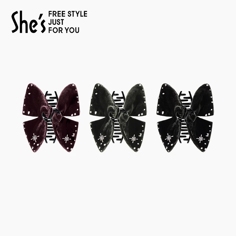shes茜子巴比耶序曲轻奢原创优雅丝绒璀璨蝴蝶抓夹鲨鱼夹盘发发抓