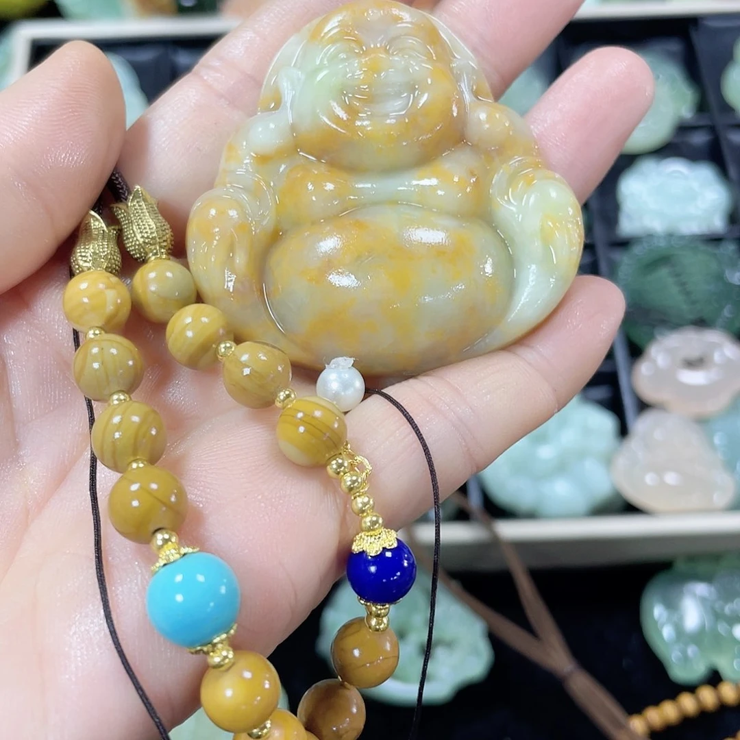 蛇纹石玉颈饰未镶嵌水**蓝