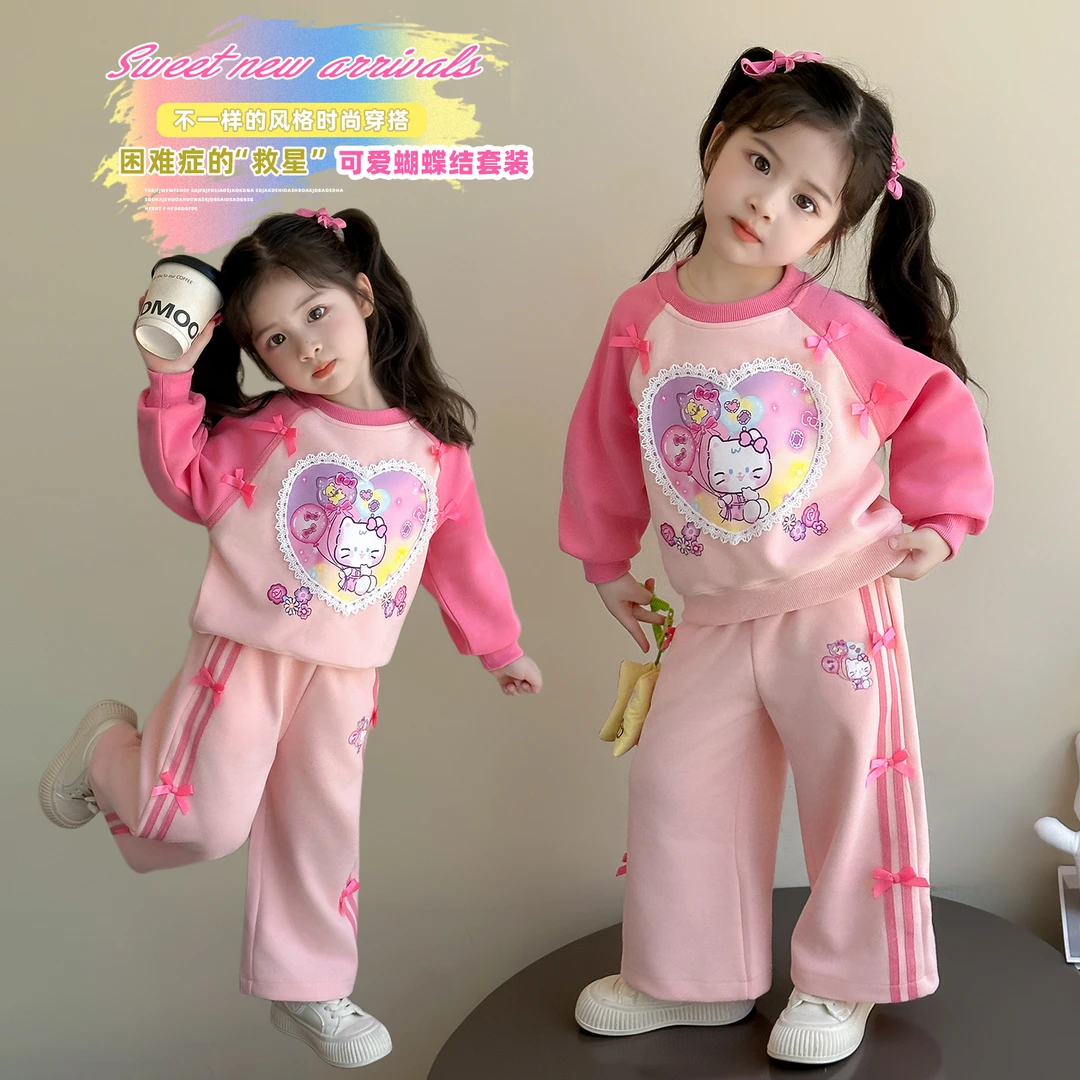 女童春秋套装新款休闲小女孩秋季儿童衣服洋气春装卡通网红两件套