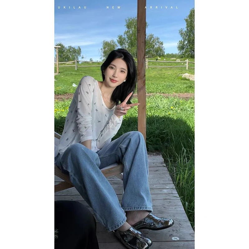 【冰梅粉】3268超柔软新款高品质圆领蝴蝶结上衣