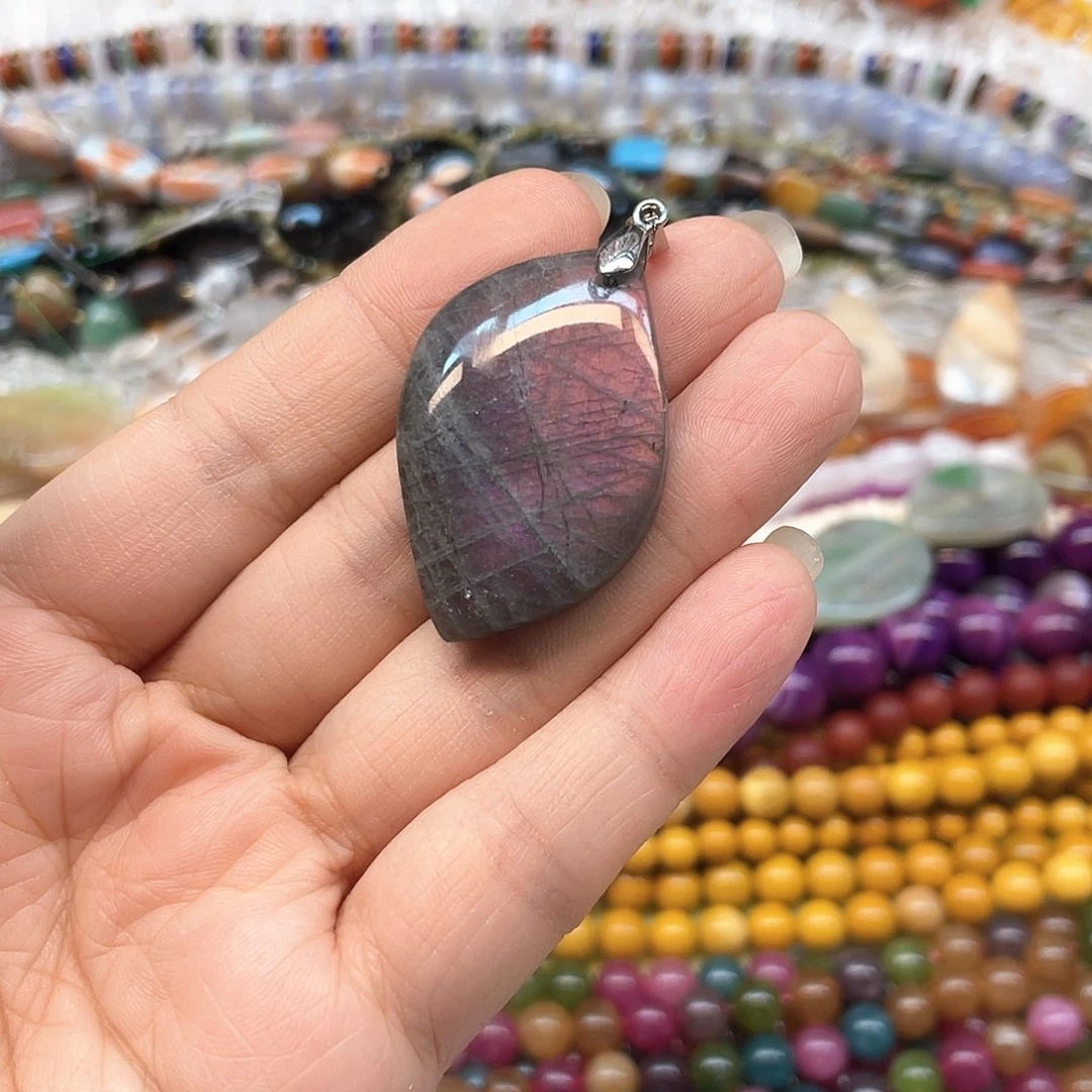 玛瑙/玉髓合金珠宝半成品拉长石吊坠卡25
