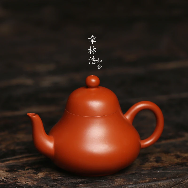 正品 潮州手拉壶章林浩梨壶纯手工全手原矿红泥朱泥功夫茶壶茶具
