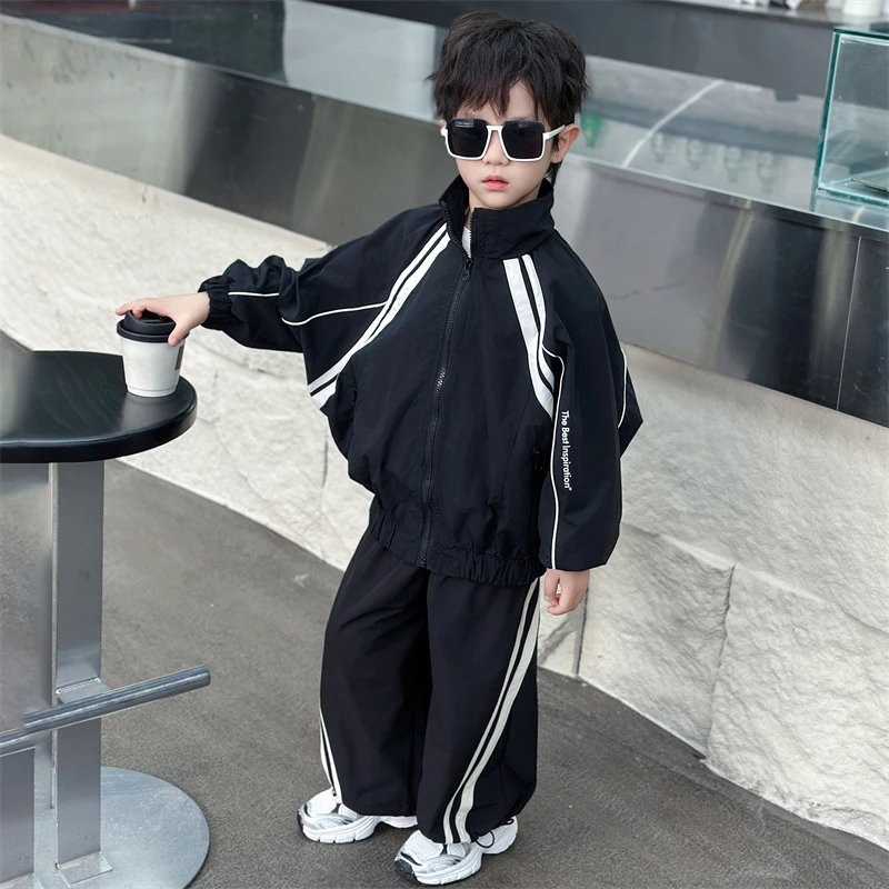 男童套装春秋款2025新款潮帅气时髦儿童运动装洋气男宝宝秋装外套