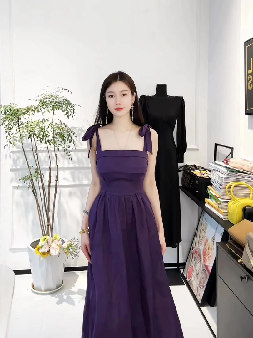 断码清MEETYINA设计师款法式高级吊带抹胸打揽亚麻连衣裙YN065