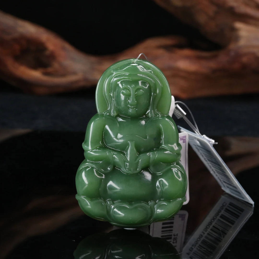 28和田玉碧玉猫眼观音/100240北京中保拍卖