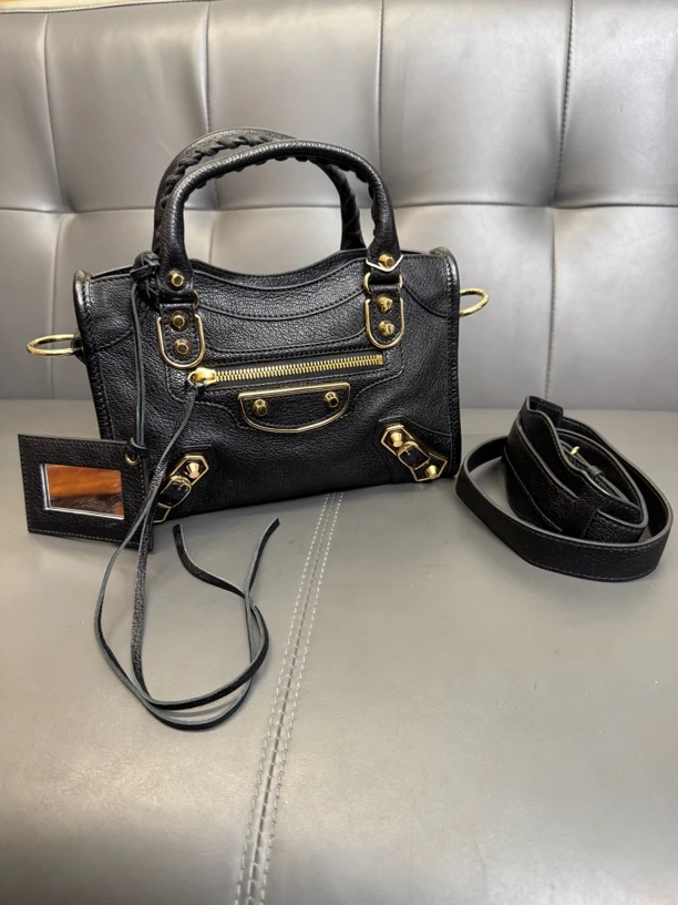 99新 Balenciaga/巴黎世家 巴黎世家黑金迷你号机车包