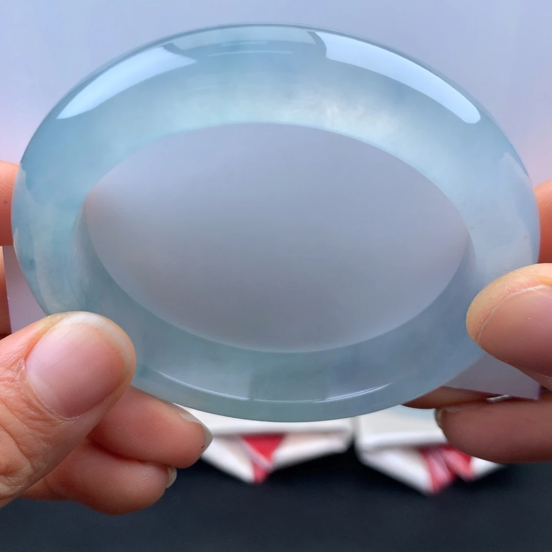 翡翠未镶嵌手镯冰透炸光强推