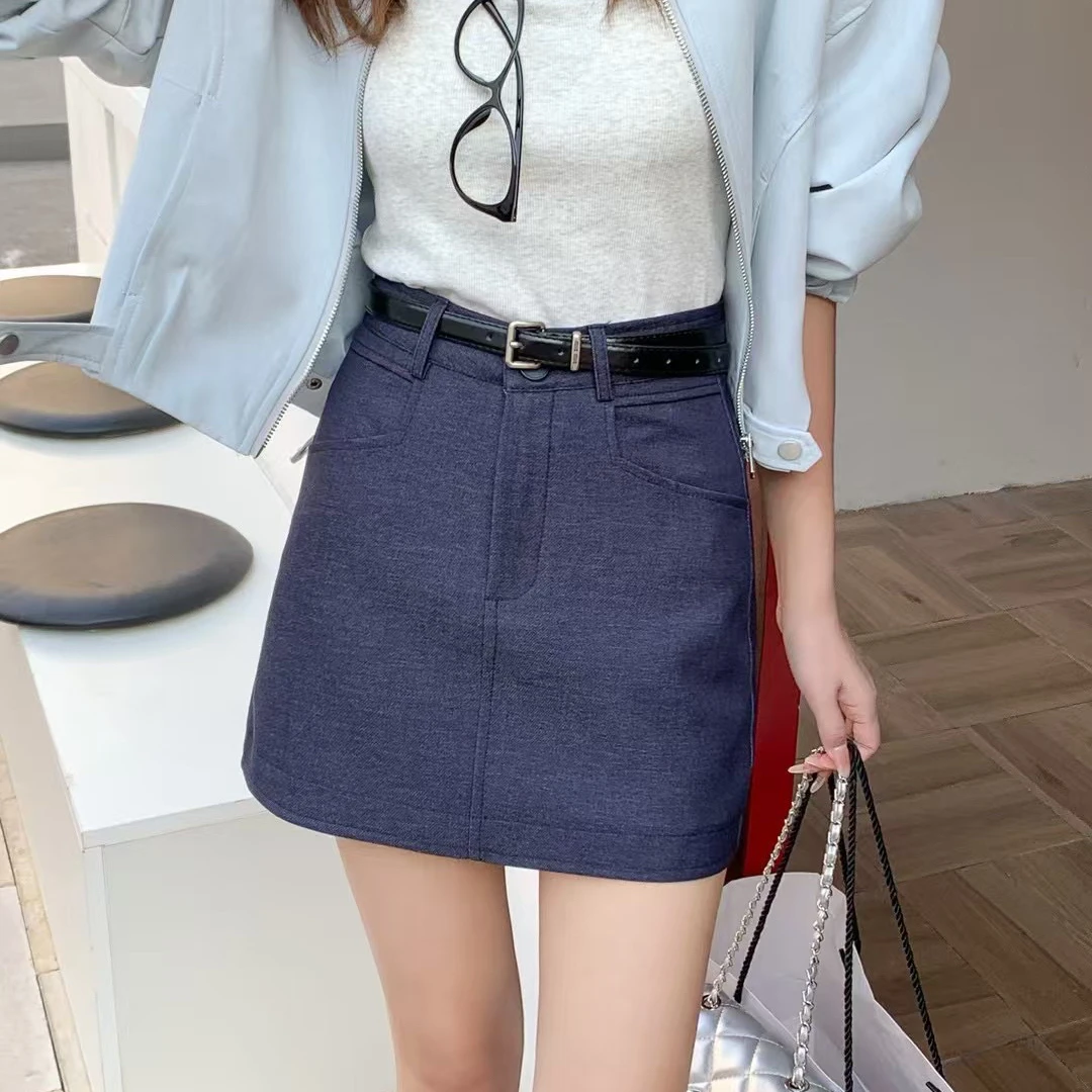 短裙女时尚简约百搭2025春夏新款高腰显瘦包臀a字防走光半身裙子