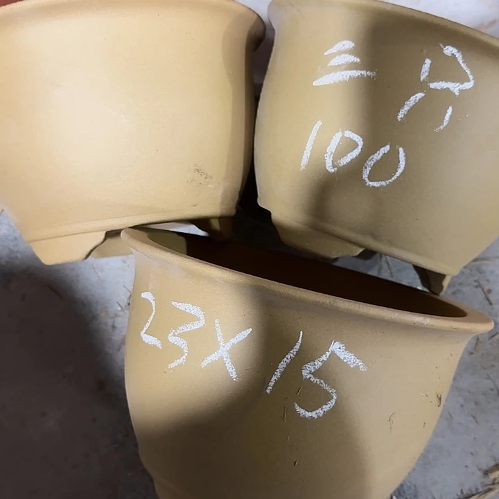 紫砂花盆大漏处理清仓一组黄段泥中号