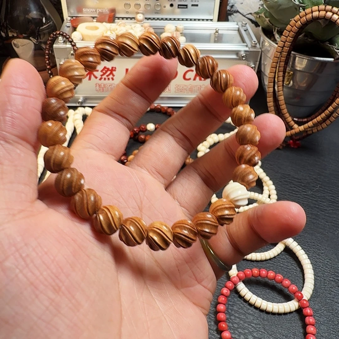 爱***究檀香木手串/手链老山檀双线喜旋