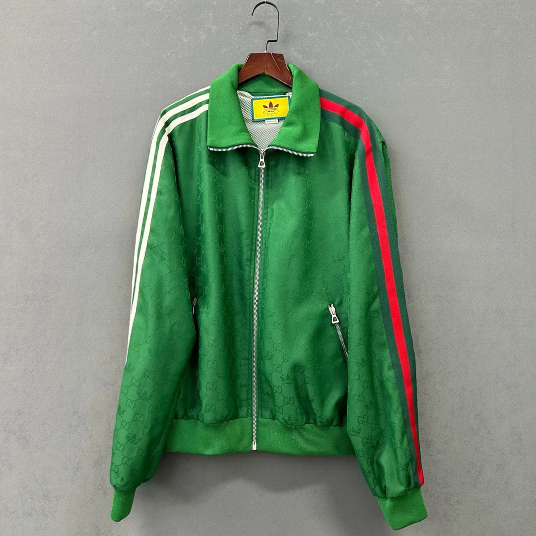 99新 GUCCI/古驰 联名撞色条纹袖提花长袖夹克外套48码  cl01094