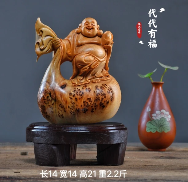 太行崖柏根雕摆件弥勒佛达摩财神观音天然随型木雕雕件礼品工艺品