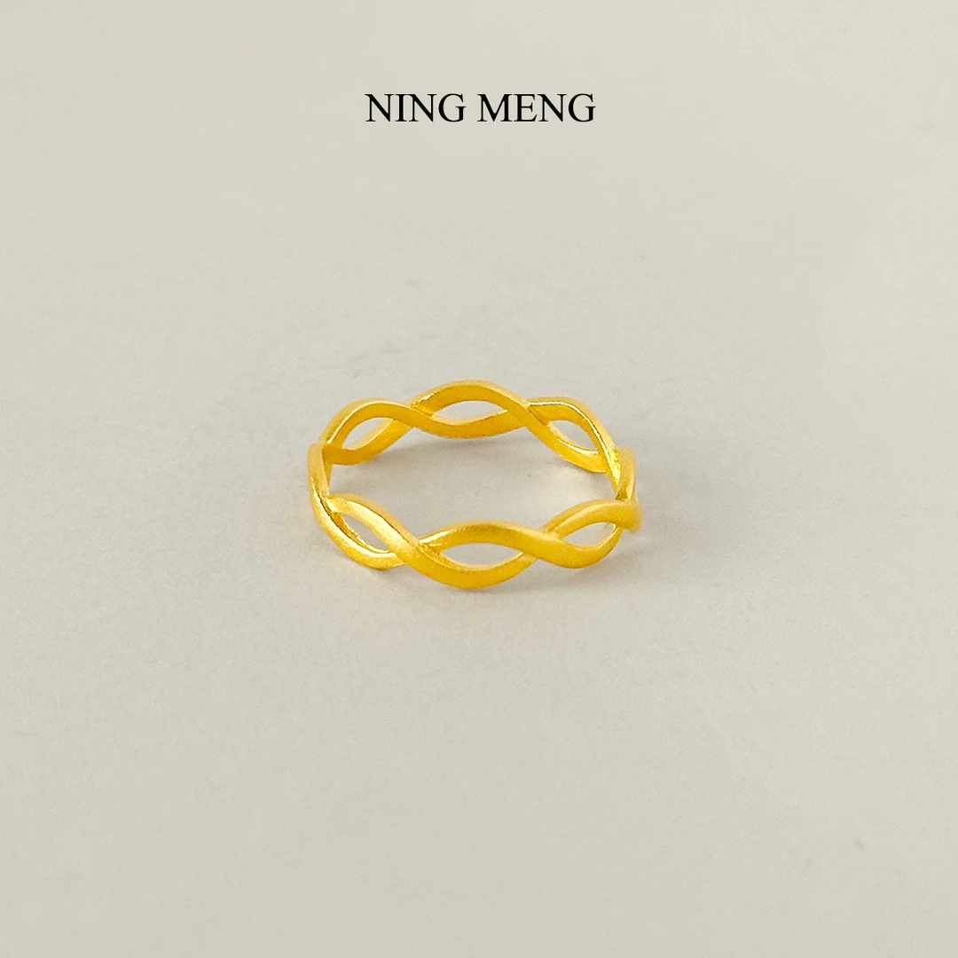 柠檬好萌 足银戒指 足银999.9时尚轻奢编织扭纹交叉戒指小众设计