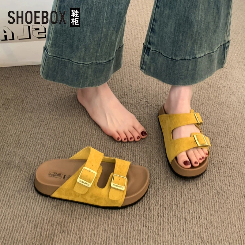 SHOEBOX鞋柜厚底勃肯鞋女2025夏新款外穿高级感增高博肯沙滩凉鞋